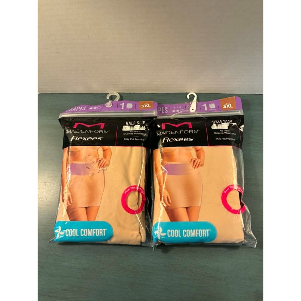2pk Maidenform Flexees Half Slip 8184 Firm Control‎ Shaping Beige Nude 3XL NEW